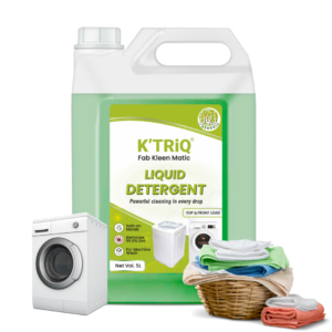 In, these image a Ktriq Fab Kleen Matic Liquid detergent show case their 05 litre Jerry Can with the Clean cloth and Front Load Washing Machine they show case their How is the best Liquid detergent are available in Noida NCR area.